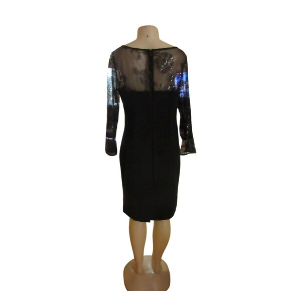 Karl Lagerfeld Paris Black Sheer Sleeve Dress SZ 12, Runs Small - Picture 5 of 7